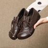 Leather beef tendon soft sole non-slip single shoes women's autumn new flat bottom retro mother women's shoes comfortable casual shoes