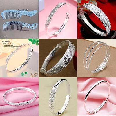 Douyin-Inspired Silver-Plated Women's Valentine's Bracelet, Three Lifetimes Young Design, Starry Bangle, Popular Gift for Best Friend