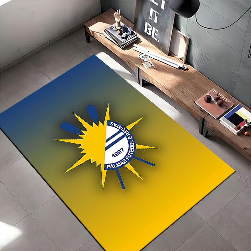 Yellow-Blue Palmas Logo Carpet suitable as a non-slip mat for the living room or bedroom sofa