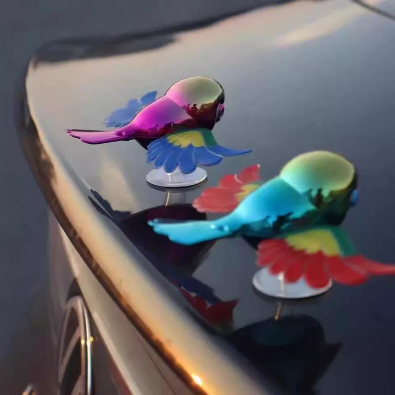 1/2 Pcs Car Flying Bird Ornament With Automatic Moving Wings Bright Colorful Design For Exterior Car Decoration Road Trips
