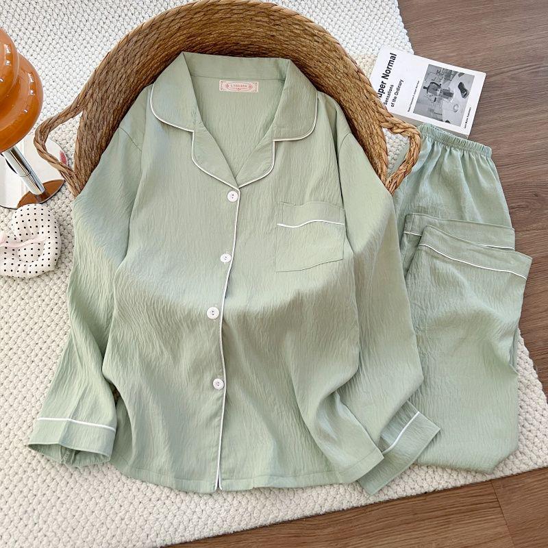 2026 Spring/Autumn Women's Cloud Cotton Pajama Set - Sweet, Long-Sleeve Top & Pants