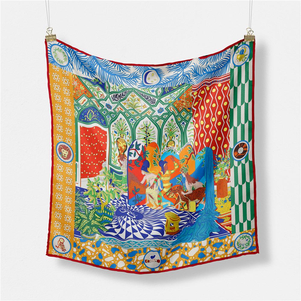 53cm Brand Square Scarf Women Design Horse Luxury Silk Scarf Bandana Headband Fashion Hijab Neckerchief For Ladies 2024 New