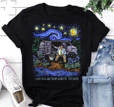 Van Gogh Lebt in einem Van am Fluss Shirt, Sternennacht T-Shirt Unisex T-Shirt