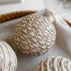 Christmas Ball Ornament Linen Design Rustic Distressed Hanging Ball Xmas Tree Decor Farmhouse Ornament