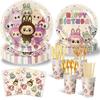 Labubu Birthday Party Disposable Tableware Set - Plates, Napkins, Cups, Tablecloth, Banner