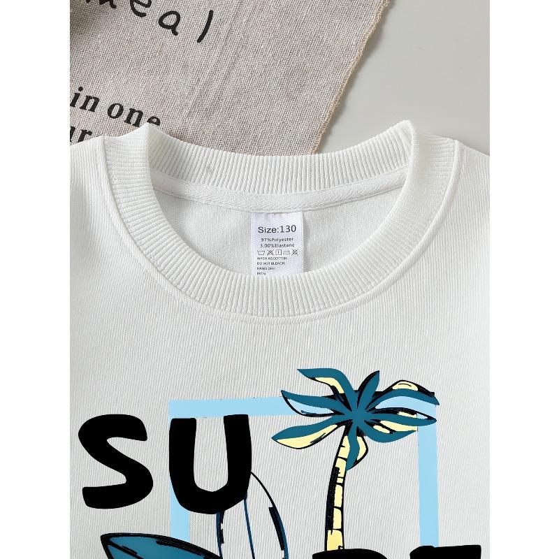 This Stylish Crewneck Sweatshirt for Girls Features a Cute Surf Palm Tree Design. It Has Long Sleeves