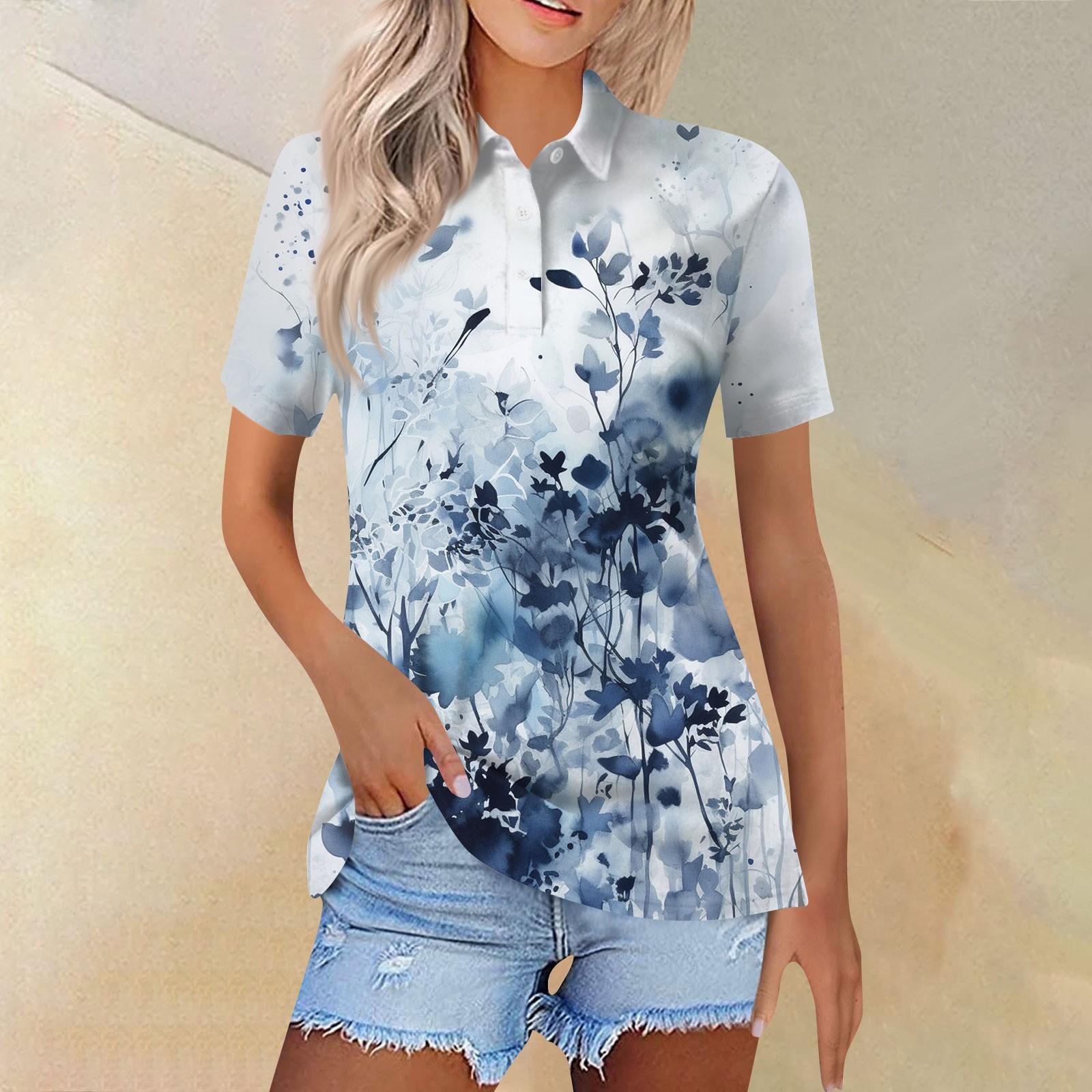 

Женская модная повседневная рубашка с отворотом и коротким рукавом с принтом, женские топы на пуговицах XL