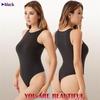 Kardashian Style Double-Layer High-Elastic Tummy-Control Bodysuit with Round Neck