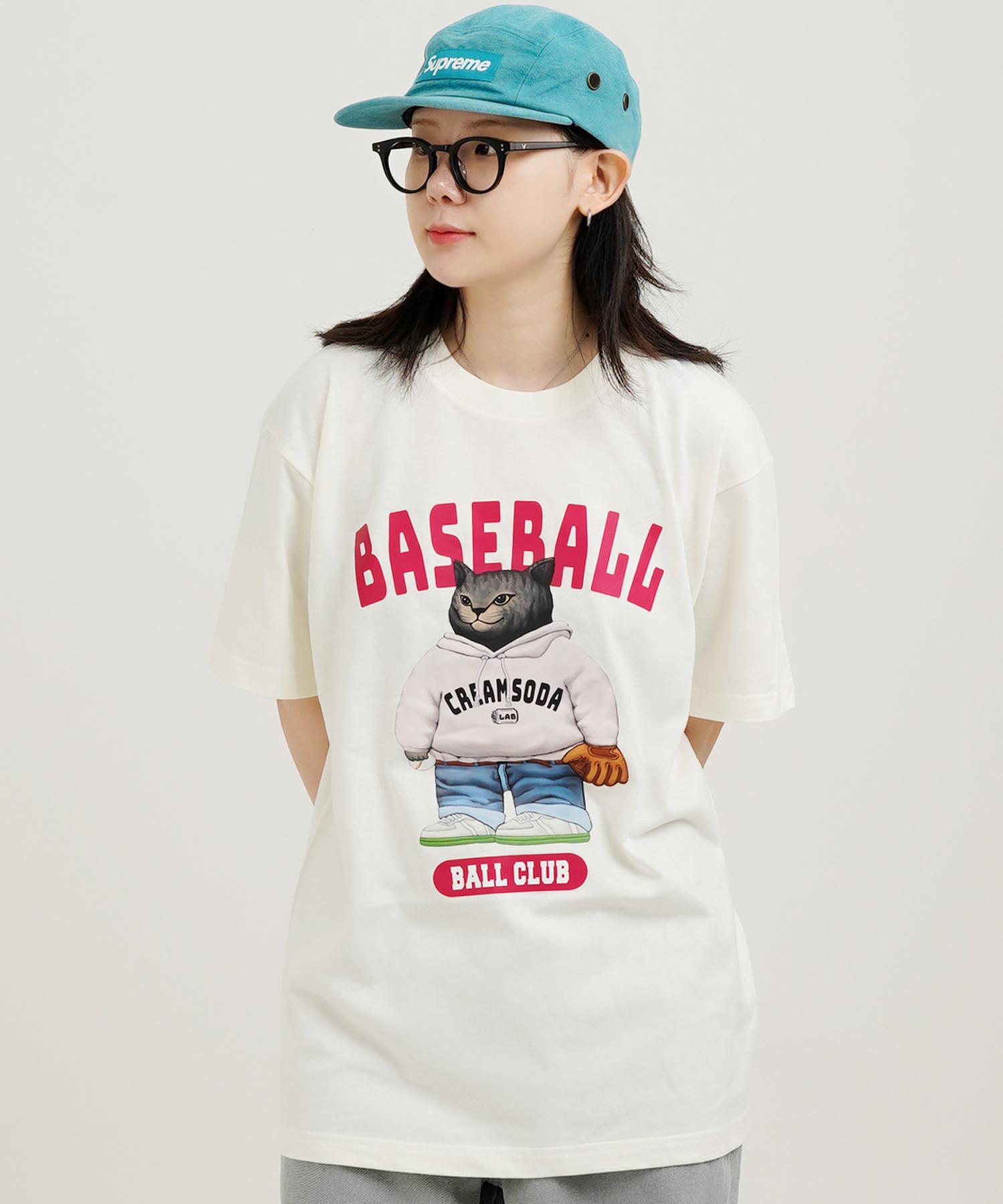 Cream Soda Lab Baseball Club Short Sleeve T-Shirt Ivory L