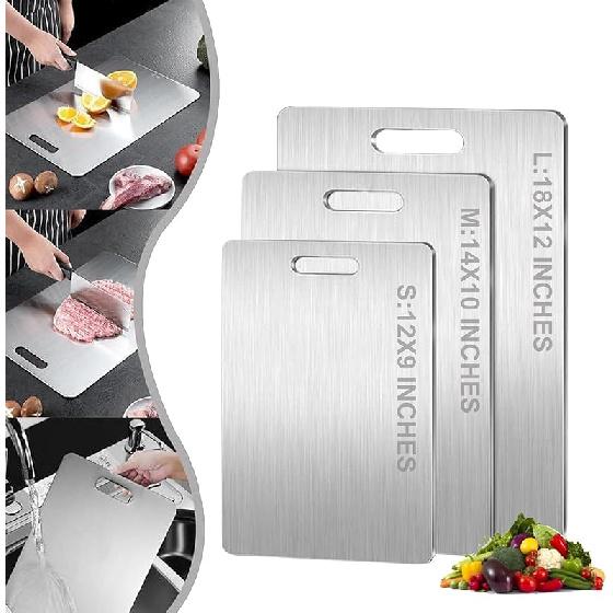 Titanium Cutting Board - 100% Pure Titanium Cutting Boards for Kitchen - Cutting Edge Hygiene & Durability, Titanium Cutting Board for Home Kitchen 12 L x 9 W