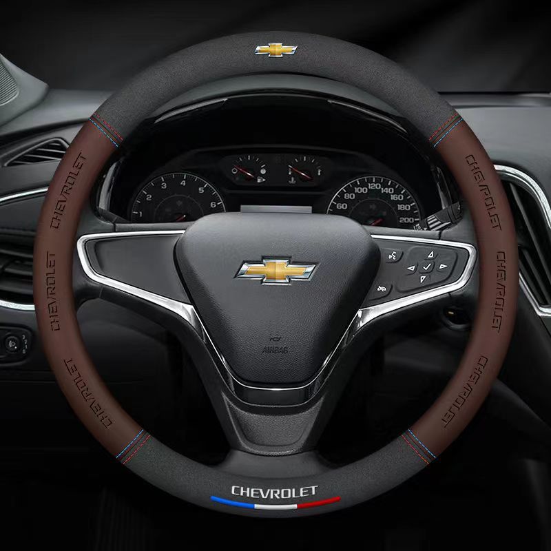 38cm Leather Ventilate Car Steering Wheel Cover for Chevrolet Captiva AveoTrax Silverado Sail Onix Equinox Groove 2025 Accessory