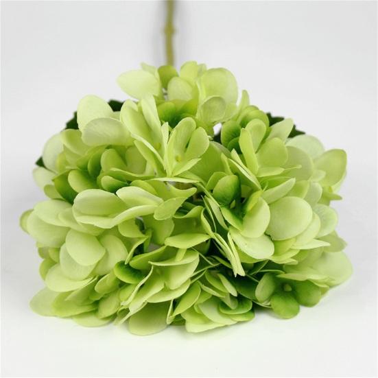 Artificial Flower Vintage Realistic Long Stem Green Large Leaves Hydrangea Fake Plant