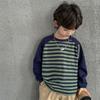 Spring and Autumn Boys New Raglan Sleeve Striped Long Sleeve T-shirt