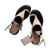 Soft Leather Version~ Retro Matte Leather Cover Toe Sandals Women's Round Head Outer Wear Casual Vacation Style Word with Flat Shoes