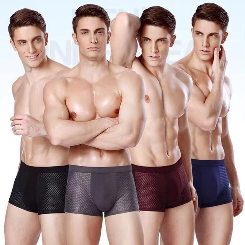 Men's Ice Silk Pants Mesh Breathable Comfortable Loose Thin Underwear Men's Plus Size Boxer Underwear