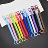 Multicolor Retractable Elastic Cord ID Holder Lanyard with Alloy Ring and Spring Chain
