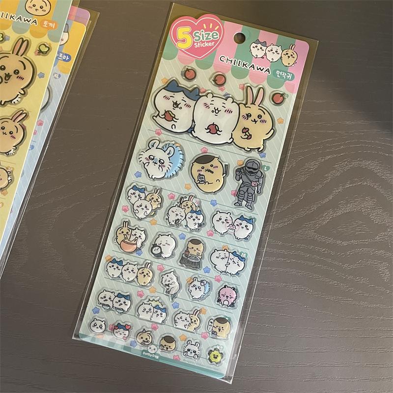 1 Sheet Cute Gifts   Sticker Hachiware Usagi Creative Drop Glue Stereo Decals Diy Decorative Computer Stickers