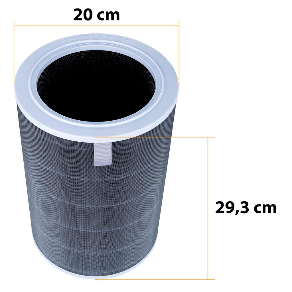 Szary Filtr Xiaomi M8R-Flh Hepa 360° Chip - Cylindryczny Do Air Purifier 3H 3C Pro Max | Epa E11 | Antybakteryjny | Węgiel Kokosowy | Rfid | Zamiennik