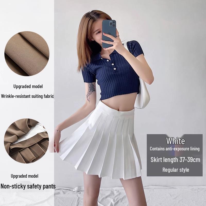 Women s High Waist Dark Gray Wool Plaid Pleated Skirt - Slimming Spring/Autumn 2026 Collection, JK Short Skirt XXXL