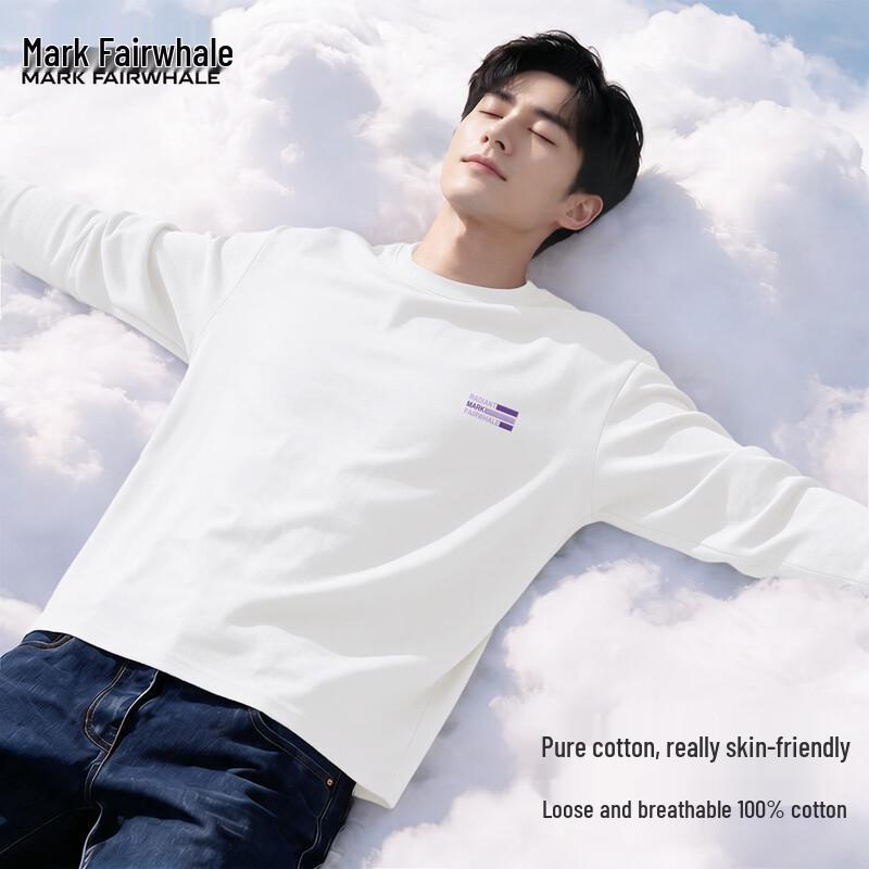 Mark Fairwhale Men's Pure Cotton Long-Sleeve Crewneck Tee