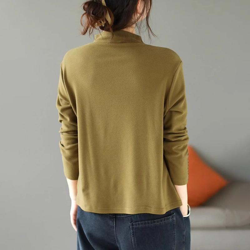 Oberteile Damen Übergröße Herbst Winter Mittellang Samt Verdickt Elastisches Hemd Mode Druck Locker Lässige Oberteile