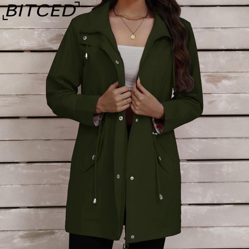 BITCED Frühlings-/Herbst Slim-Fit Kapuzen-Windjacke für Damen - Vielseitiges Freizeit-Oberteil