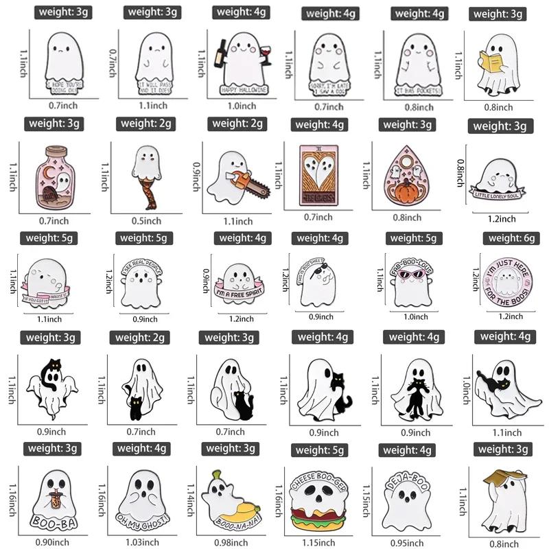 Halloween Punk Ghost Collected Enamel Pin Custom Spooky Boo With Black Cat Brooches Clothes Lapel Badge Jewelry Gift for Friends