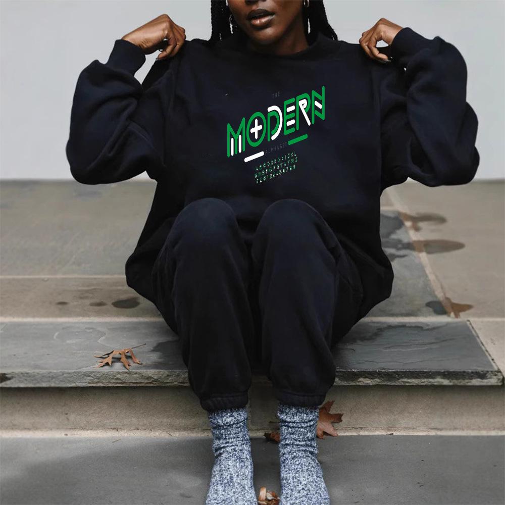 European Heavyweight Autumn Women's Trendy Hoodie - Casual Loose Fit, Hot Stamping, Long Sleeve, Mid-High Neck.