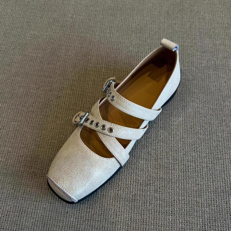 Modische Damen Schuhe Quadratische Zehen Vielseitige Kreuzriemen Niedrig Absatz Einzel Schuhe