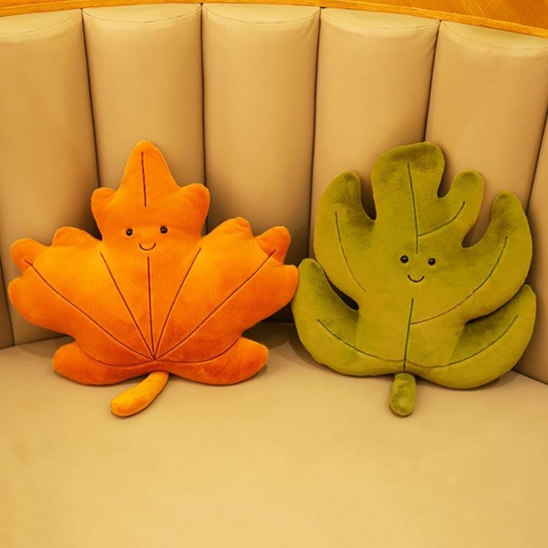 Green Plant Plush Doll  Leaf Shaped Pillow Soft and Comfortable Cushion for Relaxation Fun Home Decor