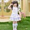 Girls' 2026 Summer Lace T-Shirt & Cake Skirt Set with Mosquito Repellent Pants