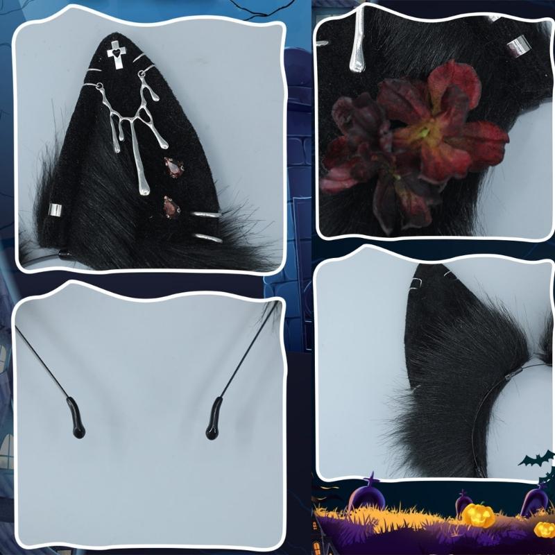 Modisches Plüsch-Wolfsohren-Haarband Haarschmuck Kostüm Kopfbedeckung für Cosplay und Mottopartys mit Realistischen Designs