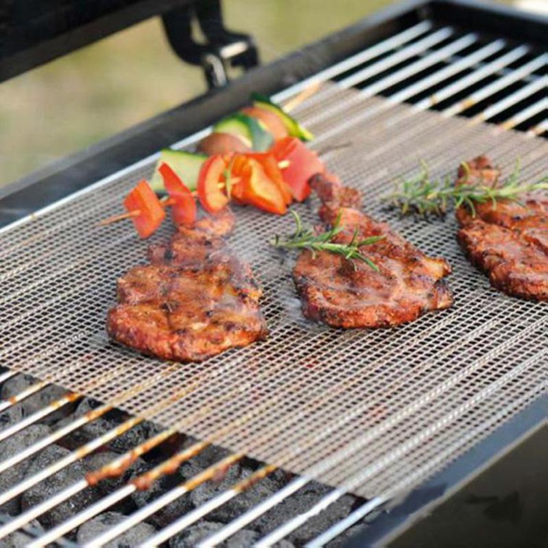 1pcs Outdoor Grilling Tool High Temperature Resistant Bbq Grid Pad Barbecue Mesh Grill Kitchen Accessories Camping Supplies Tool