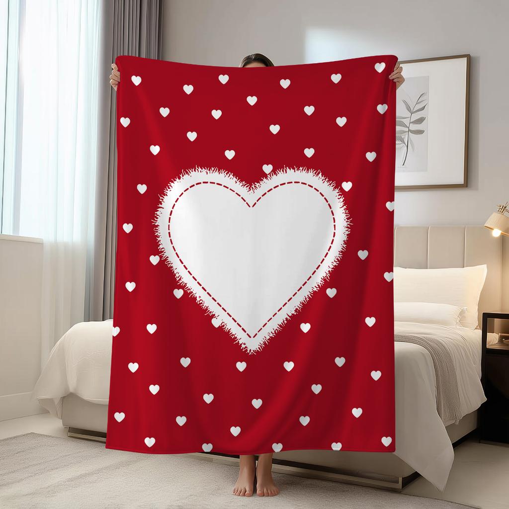 1pc Valentine's Day blanket, ultra soft and comfortable nap blanket, romantic heart-shaped rose printed flannel shawl blanket