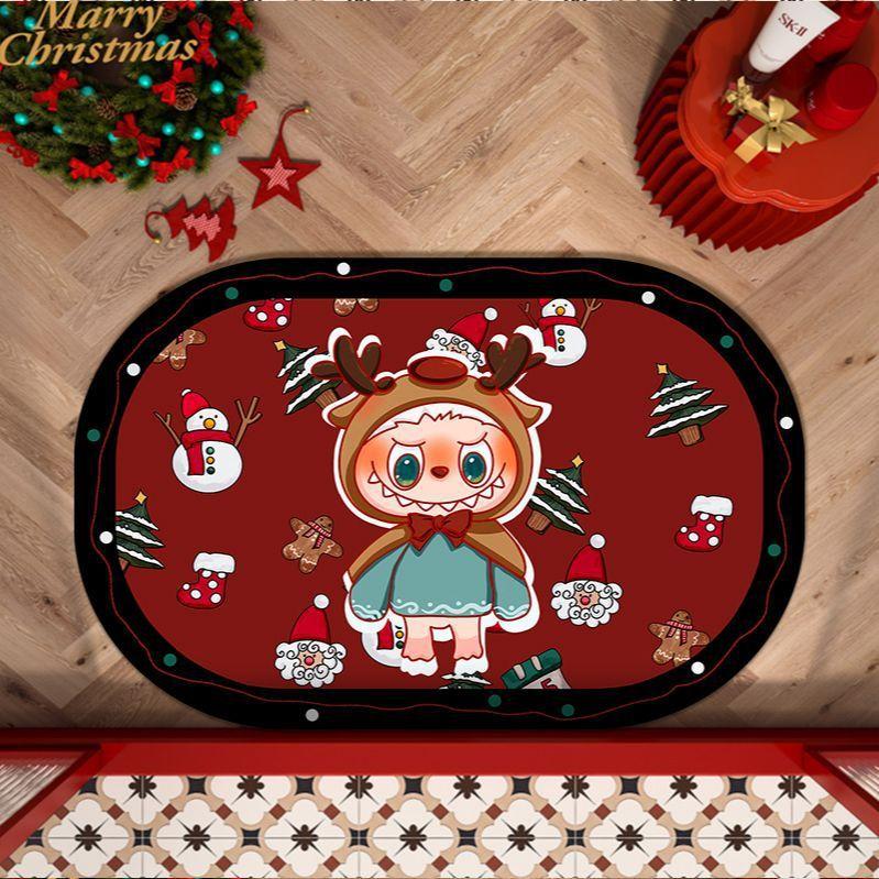 Cute Christmas Cartoon Diatom Mud Bath Mat Absorbent Non-slip Toilet Toilet Floor Carpet Mat