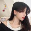 Korean Retro Cute Black Resin Flower Sweet Cool Flower Contrasting Color Circle Earrings Metal Cold Wind Design Sense