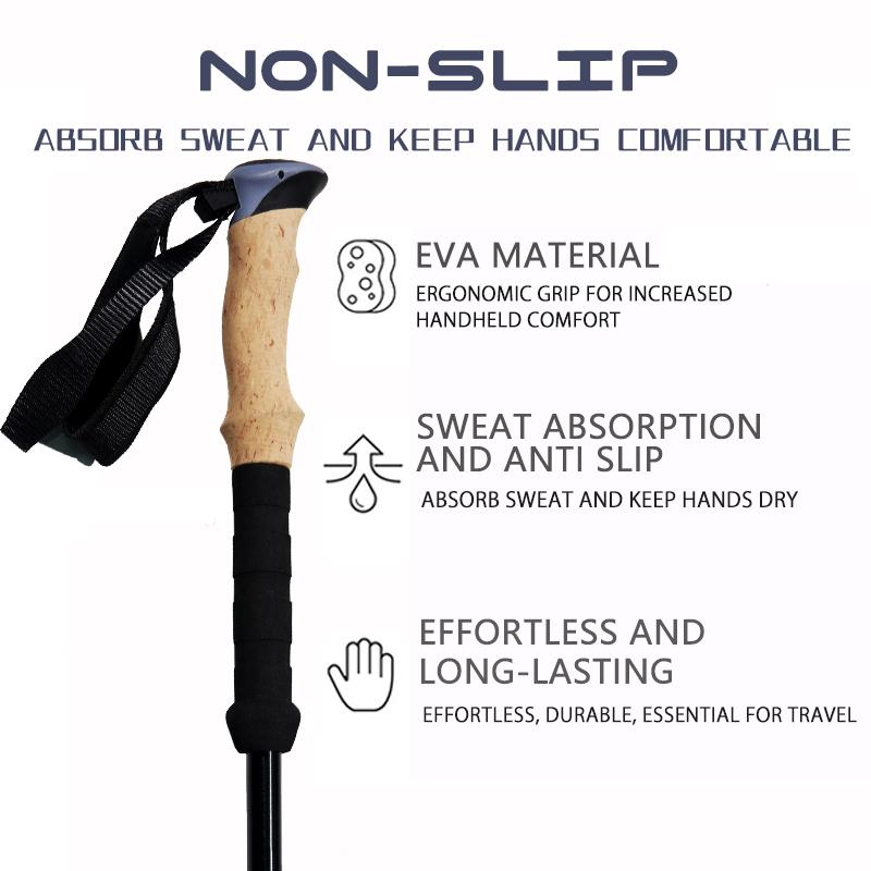 Aluminum Alloy Trekking Poles Lightweight Collapsible Hiking Poles with Cork Grips Quick Locks Snow Baskets Suitable for Walking Travel Trails Balance