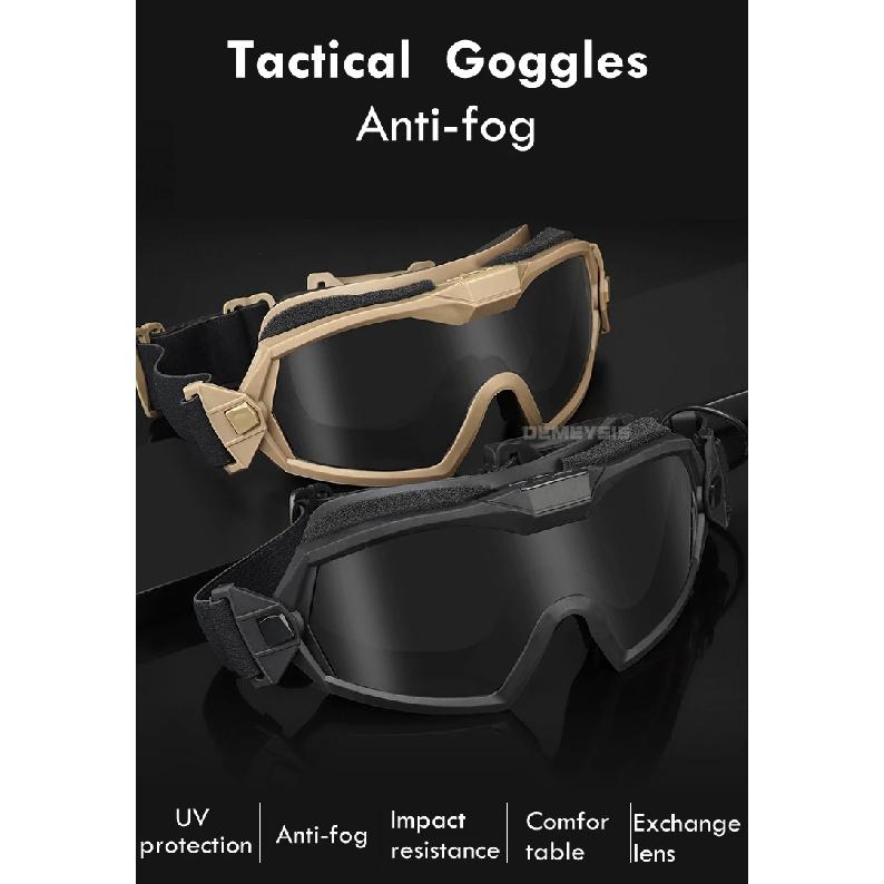 Tactical Goggles with Micro Fan Ourdoor Sport Airsoft Cs Wargame Shooting Glasses for Paintball Eyewear Hiking Sunglasses