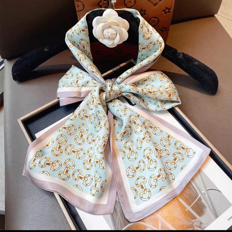 

Весенний принт Темперамент Шелковая лента Длинный маленький шарф 12 * 150 см One Size зелёный