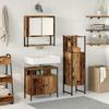 Bathroom Furniture Set with Shelf and Door 3 Pcs Brown Particleboard