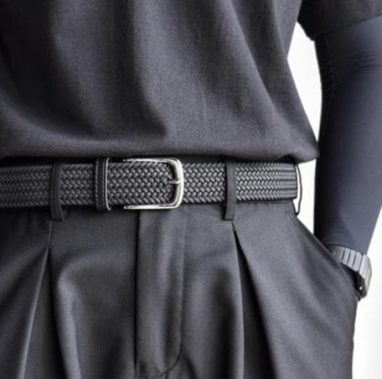 [Mirhua] Holeless, Infinitely Adjustable Fit Belt for Men, Braided Mesh Belt, Elastic, Golf, Casual, Stretchy, Casual, Business, Gentleman, Leather