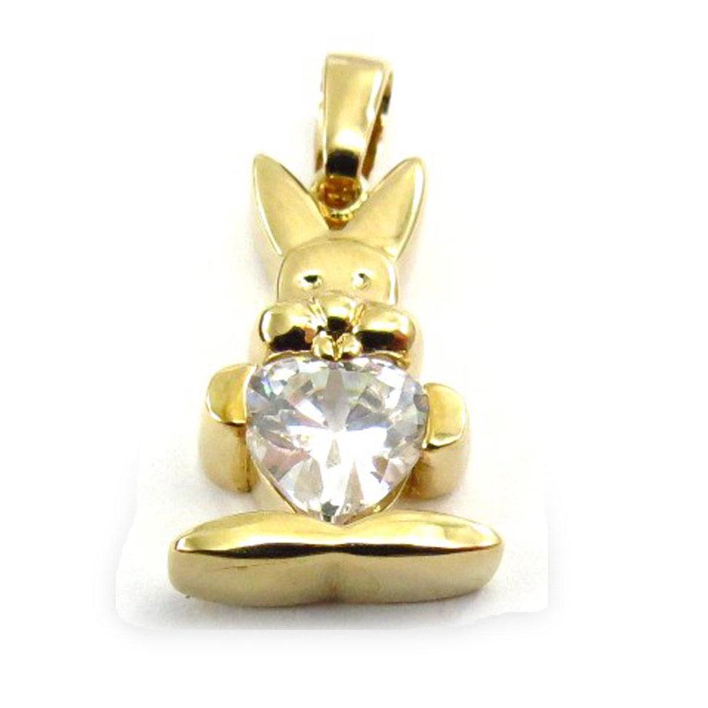 Les Trésors De Lily [G1707] - White Gold Plated 'Bunny Love' Pendant
