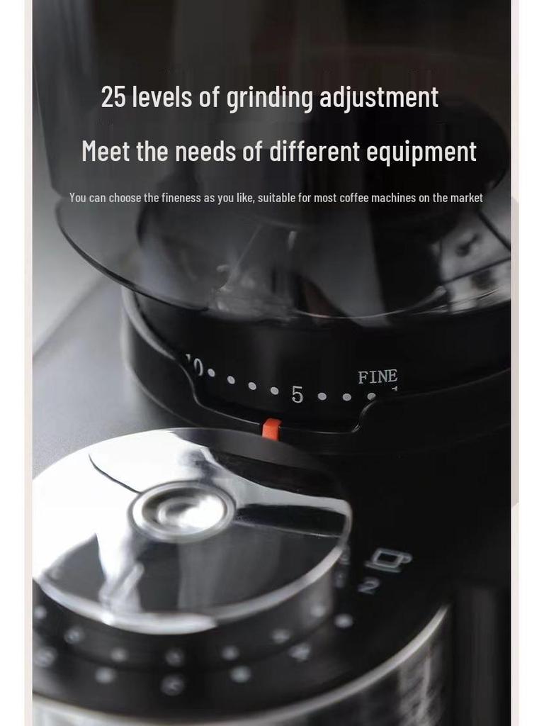 Adjustable Scale Electric Coffee Grinder with Steel Core for Italian Style and Hand Drip Brewing