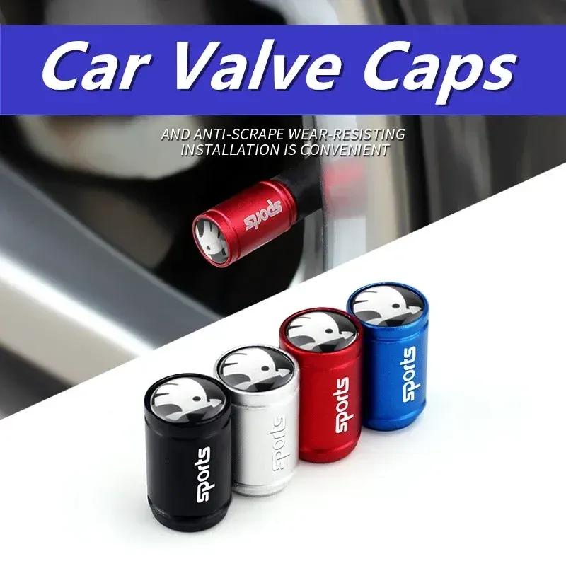 Car Wheel Stem Cover Tyre Valve Caps for Skoda Yeti Superb Kodiak Fabia 2 Octavia 2 A7 Tour RS A5 Karoq Kamiq Auto Accessories