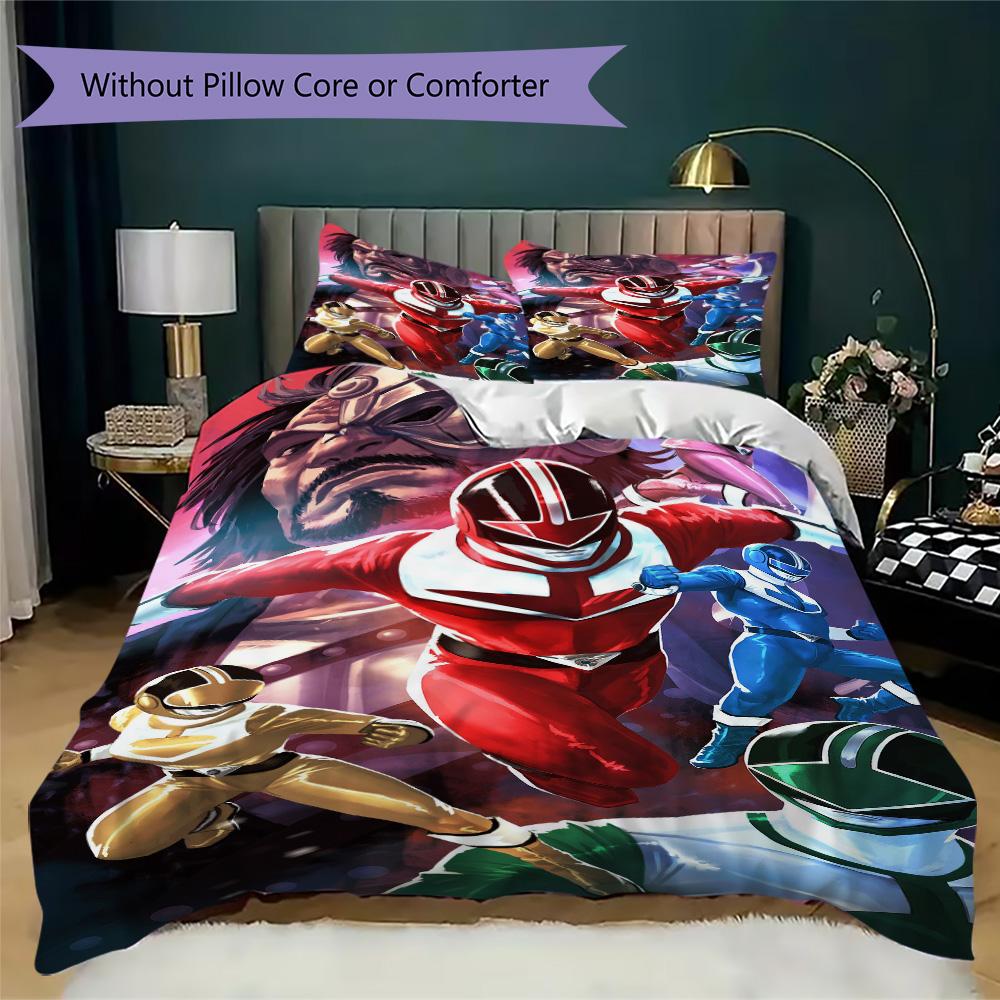 Power Rangers Pattern Bedding,Quilt Set Quilt Cover Pillowcase Home Birthday Gift (1*duvet cover+2*pillowcase,without core)XSJT0917275