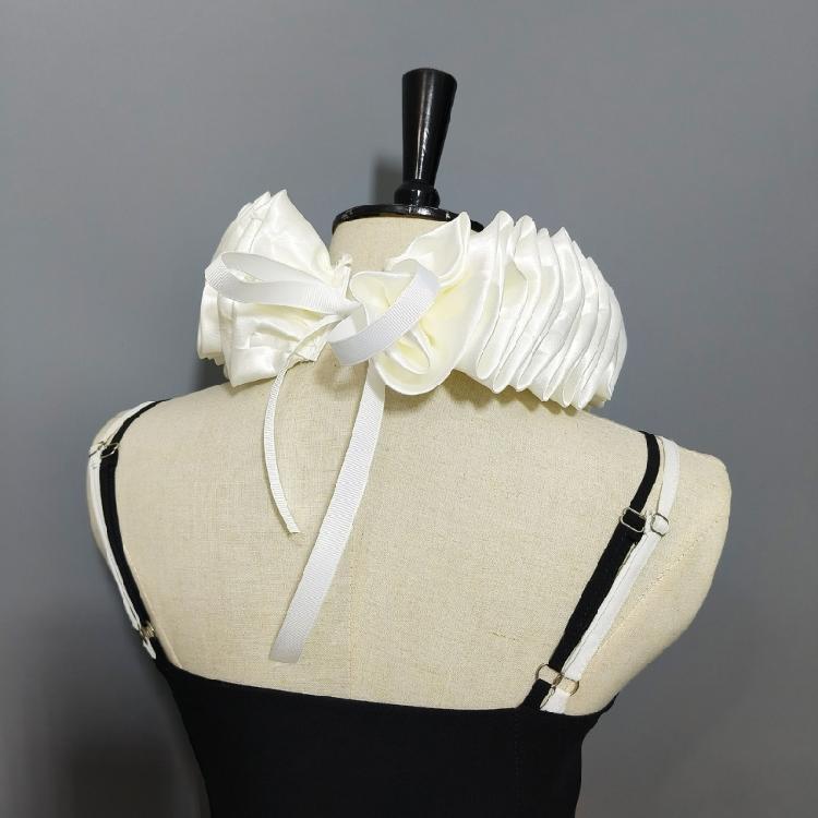 Detachable Ruffle Faux Collar Satins Shawl Wrap Role Play Clown Choker Neck Ruff Gothic Victorian Era Outfits for Women