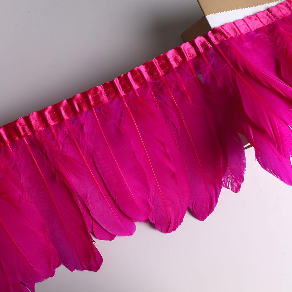 Feather10Meters Goose Feather Fringe Ribbon Handicraft Accessories White Swan Feathers Trims Carnival Plumas Dress Decoration