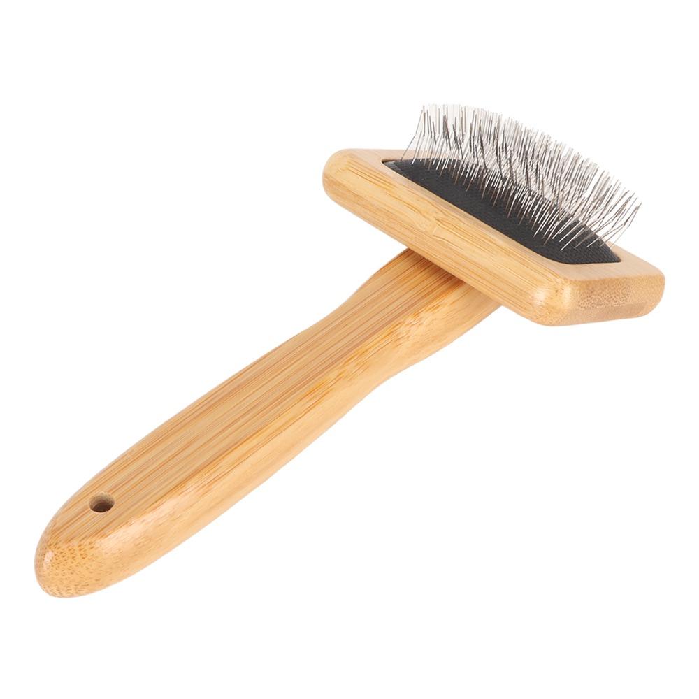 Fine Polished Bristles Pet Slicker Brush Wooden Handle Fringe Comb Durable Cleaning Brush For Dogs