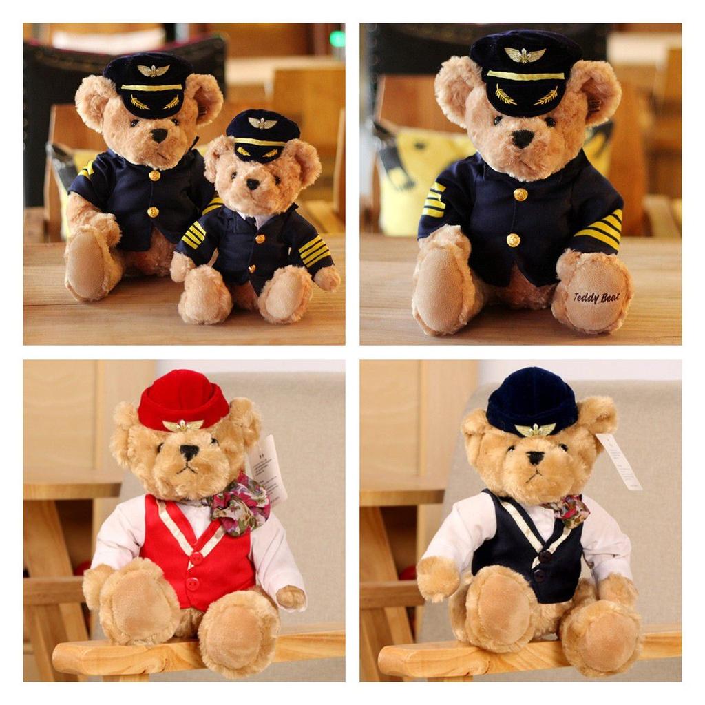 Cute Captain Teddy Bear Plush Toy For Kids And Aviation Enthusiasts