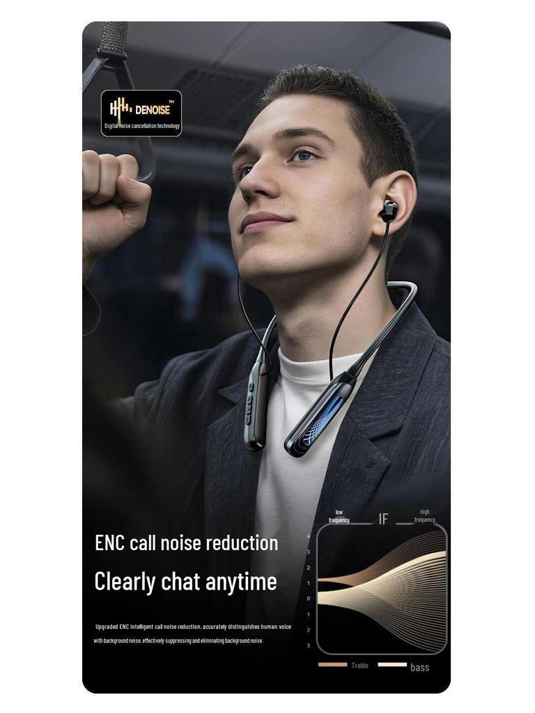 i58 Bluetooth Neckband Headphones: Wireless In-Ear with Large Battery Display, Ideal for Sports, Universal Compatibility with Smartphones